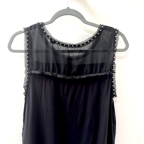 Maison scotch size 2 grommet detail and trimming black and sheer top - Picture 4 of 11